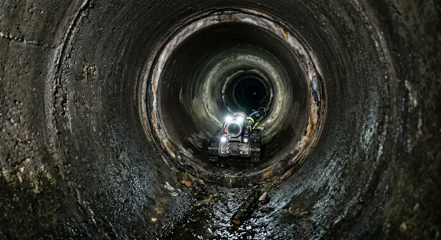 Robotic sewer camera inspecting pipe interior for Sewer Line Repair in Warminster